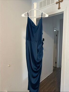 Amazon Navy Cowl Neck Maxi Slip Dress